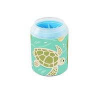 Turtle Green Sea - Vaso limpiador de patas de mascotas reutilizable con cepillo de masaje suave, cepillo de baño para perros pequeños y medianos