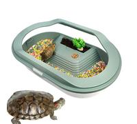 Turtle Habitat, Reptile Aquarium Tank, Basking Stage Breeding Box, Clear Lid Enclosure, 13.98x8.39x4.84 Inches, Ideal for Hermit Crabs, Geckos, Small Reptiles, Crayfish, Indoor