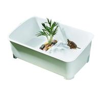 Turtle Habitat Tank, Deepened Reptile Aquarium, Multi-Functional Basking Platforms, Spacious 5-Zone Design for Turtles, Crabs, Crayfish 31.5x21x12.5cm White Blue