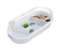 Turtle Habitat, Turtle House Aquarium Tank, Reptile Habitat For Desktop, Compact And Multi-Functional Areas Basking Platforms For Terrapins & Crustaceans, 13.78x7.87x5.91 Inches