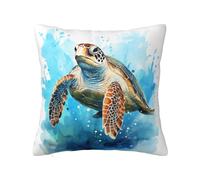 Turtle in The Blue Ocean - Funda de almohada cuadrada de felpa de 22 x 22 pulgadas, adecuada para el hogar, sala de estar, dormitorio y fundas de almohada interiores de coche.