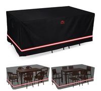 Turtle Life Funda protectora para muebles de jardín para mesa y sillas, rectangular, impermeable, resistente al viento, cubierta protectora Oxford para muebles de jardín con rejillas de ventilación,