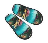 Turtle Marina Nadando En El Mar Mujer Hombre Slippers Cálido Zapatillas De Estar Por Casa Suave Zapatillas De Casa Para Salon Invierno Interior M