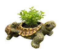 Turtle Planter Pot, Cute Animal Flower Vase, 6.3x4.72x3.15 Inches Garden Decor Container with Sculpted Finish, Resin Plant Holder, Pot with Charming Design, Home Decor for Balcony Display