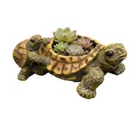 Turtle Planter - Resin Turtle Shaped Flower Pot Vase For Succulents Plants, Outdoor Indoor Planter For Table Shelf Balcony Garden Living Room Kitchen Entryway