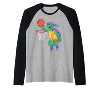 Turtle Playing Sports Wild Animal Turtles Basketball Camiseta Manga Raglan