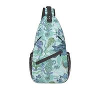 Turtle Seahorse Jellyfish Fish Starfish Sling Bag, Casual Crossbody Shoulder Bag Backpack Travel Chest Pack para Hombres y Mujeres