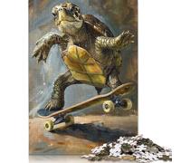 Turtle Skateboard Skating Puzzle Imposible,desafío para Adultos Entretenimiento Creativo 1000 Piezas Obra De Arte De Juego De para Adultos Y Niños 500pcs (52x38cm)