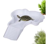 Turtle Soaking Pool with Climbing Ladder, Small Reptile Bath Tub for Turtle Gecko Bearded Dragon, Pet Habitat Landscape Decoration for Aquarium or Terrarium, 13.78x11.22 Inches
