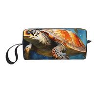 Turtle Swimming in The Sea - Bolsas de cosméticos para mujer, bolsa de maquillaje portátil, bolsa de almacenamiento de viaje, bolsa de recepción diaria, bolsa de aseo de gran capacidad, White, Talla