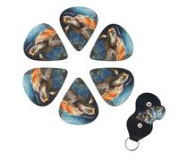 Turtle Swimming in the Sea - Juego de 6 púas de celuloide de diferentes grosores con soporte para púas de guitarra, púas de guitarra personalizadas para guitarra acústica, guitarra eléctrica, bajo,