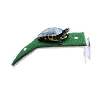 Turtle Tank Basking Area - Reptile Ramp Simulation Grass Resting Land, Amphibian Sunbathe Pier Shelf | Double Suction Cups Ladder, Home Balcony Aquarium Terrarium Frog Salamander Crab Solarium