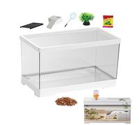 Turtle Tank, Habitat Aquarium, Terrarium Kit, Bottom Drainage Design, Multi-Species Compatible, 11.42x6.89x7.09 Inches Ideal for Tortoise, Hermit Crab, Fish, Amphibians, Reptiles