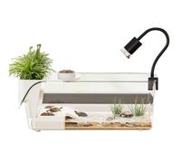 Turtle Tank - Large Terrarium with Basking, Clear Reptil Habitat Enclosure, Destacable Slider Access Box, Transparente Pet Desktop Acuatic Aquarium, for Crabs Salamanders Small Pets