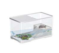 Turtle Tank, Reptile Tank With Basking, Aquatic Tortoise Aquarium Habitat, AS Spacious Reptile Enclosure For Turtles, Crayfish, Hermit Crabs, And Amphibians, 12.05x11.65x7.24 In