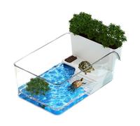 Turtle Tank, Transparent Turtle Terrarium, Small Crab Basking Habitat, 12.87x7.6x4.8 Inches Compact Reptile House, Ideal for Nature Educators, Tortoise, Terrapin and Pet Adoption Preparation