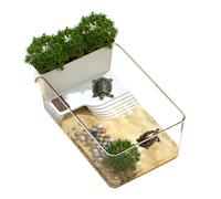 Turtle Tank, transparente Turtle Terrarium, decorativo Small Crab Habitat, Pet Feeding Basking Container, Educational Nature Adoption Preparation Terrarium for Tortoise Terrapin, 12,87 pulgadas