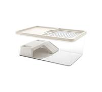 Turtle Tank with Ramp - Lid Small Reptile Basking Clear Enclosure
