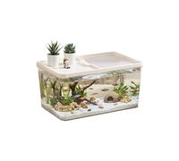 Turtle Tank with Ramp Lid Small Reptile Basking Clear Enclosure