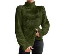 Turtleneck Sweater Women Long Sleeve Solid Color Loose Warm Soft Comfy Fashion Pullover Cute Casual Outfits for Fall