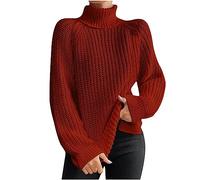 Turtleneck Sweater Women Long Sleeve Solid Color Loose Warm Soft Comfy Fashion Pullover Cute Casual Outfits for Fall