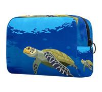 Turtles at The Sea - Neceser de viaje para mujer, bolsa organizadora de maquillaje grande con cremallera, multicolor, 18.5x7.5x13cm/7.3x3x5.1in, Neceser