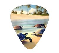 Turtles On The Beach - Juego de 12 púas de guitarra de varios grosores, tono claro, tacto cómodo, fuerte resistencia al desgaste y dureza, viene con caja transparente