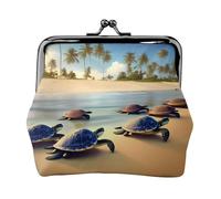 Turtles on The Beach - Monedero pequeño para mujer, con cierre de beso, tamaño de bolsillo, mini monedero para mujer