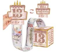 Turypaty Caja de regalo de dinero extraíble para cumpleaños número 13 para niñas, caja de regalo con tarjeta extraíble, una manera divertida y amorosa de ofrecer un regalo en efectivo