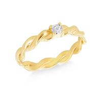 Tuscany Silver Anillo solitario trenzado de plata de ley chapada en oro de 0,10 quilates con diamantes creados en laboratorio, Plata de ley, Sin piedras preciosas