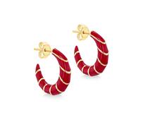 Tuscany Silver Pendientes de aro de plata de ley chapados en oro amarillo de 18,5 mm esmaltados para mujer, Plata