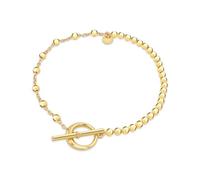 Tuscany Silver Pulsera de plata de ley chapada en oro de 2,5 mm con barra en T de 19 cm