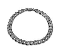 Tuscany Silver Pulsera tipo curb para hombre en plata de ley con baño de rodio negro, 20 cm/8'