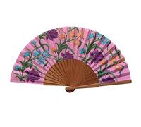 Tusitala Barcelona Abanico Español Mafalda - Madera y Algodón - 23 cm - Estuche y Funda de Yute - Accesorio de Moda - Hecho a Mano en España - Eventos y Regalos - Colección Mantón