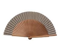 Tusitala Barcelona Abanico Español Must Espiga - Madera y Algodón - 23 cm - Estuche y Funda de Yute - Accesorio de Moda - Hecho a Mano en España - Eventos y Regalos - Colección Must
