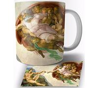 TusRelojes Creazione di Adamo La Creacion de Adan Creation Michelangelo Buonarroti Taza de Ceramica Blanca 325ml Mug