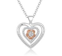 Tusuzik regalos navidad mujer Collar Mujer Plata de ley 925 Doble Corazon Rosa Colgante Circonita Blanco joyas de mujer Regalos Originales para Mujers Cumpleaños para Madres, Abuela, Amiga, navidad
