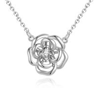Tusuzik San Valentín Regalos Mujer Collar Mujer Plata de Ley 925 Collar de Oro Blanco Colgante Floral con Circonita Cúbica Regalos Originales Mujers Joyas para Madre Mamá