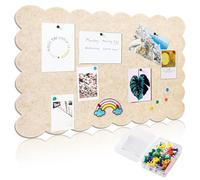 Tutamaz Corcho Pared Autoadhesivo, 60x40cm Fieltro Tablón de Anuncios Borde Ondulado Plegable Decorativo sin Taladrar con Chinchetas Pizarra Fotográfica Tablero de Notas de Visión para Paredes Oficina