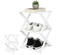 Tutamaz Zapatero estrecho de 3 niveles, zapatero plegable, varios niveles, alto zapatero, ahorro de espacio, zapatero pequeño, zapatero para escaleras, pasillo, cocina, dormitorio, blanco