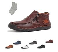 Tuthrav Leather Shoes, The First Young Shoes Men,Tuthrav Leather Slip Driving Shoe,Arch Support,Retro Casual Shoe (Dark Brown,EU 46)