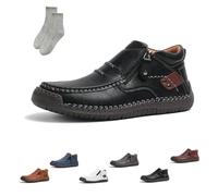 Tuthrav Leather Shoes, The First Young Shoes Men,Tuthrav Leather Slip Driving Shoe,Arch Support,Retro Casual Shoe (Black,EU 47)