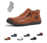 Tuthrav Leather Shoes, The First Young Shoes Men,Tuthrav Leather Slip Driving Shoe,Arch Support,Retro Casual Shoe (Light Brown,EU 48)