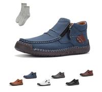 Tuthrav Leather Shoes, The First Young Shoes Men,Tuthrav Leather Slip Driving Shoe,Arch Support,Retro Casual Shoe (Blue,EU 39)