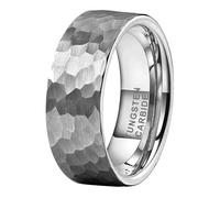 TUTISS Anillos de tungsteno martillado de 6 mm y 8 mm para hombres y mujeres, alianzas de compromiso de moda, corte de tubo, acabado mate, ajuste cómodo, Metal no precioso., Sin piedras preciosas
