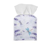 Tutolipy Funda para caja de pañuelos con estampado de libélula y lavanda, funda de piel sintética Kleenex para tocador, baño, dormitorio, oficina, cocina, color morado