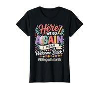 Tutor Bilingüe Aquí Vamos De Nuevo Bienvenido De Vuelta A La Escuela Camiseta gráfica económica, Mujer, Negro, XL