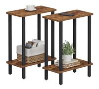 TUTOTAK Mesa auxiliar pequeña, mesa de extremo estrecha, juego de 2, mesa de sofá delgada, mesita de noche delgada, sala de estar, dormitorio, marrón TB01BB0622EU