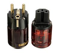 Tutoy 1 Par Conector De Audio Iec C-079 P-079E Schuko Europa UE Enchufe De Alimentación Oro Plateado