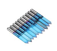 Tutoy 10Pcs 0.1/0.2/0.3/0.4Mm Broca de grabado de 60 grados Broca de grabado Pcb de fondo plano Herramienta de enrutador CNC de carburo recubierto de nano azul - 0.2Mm